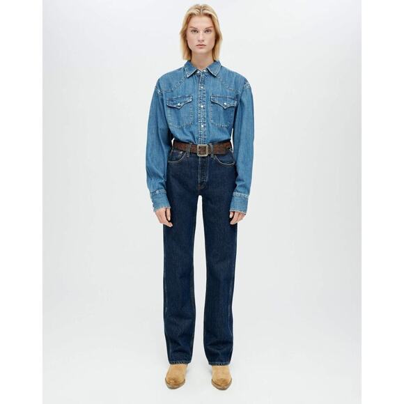 RE/Done Comfort Stretch 90s High Rise Loose Fit Jeans Straight Leg Size 23 NWT - Picture 1 of 13